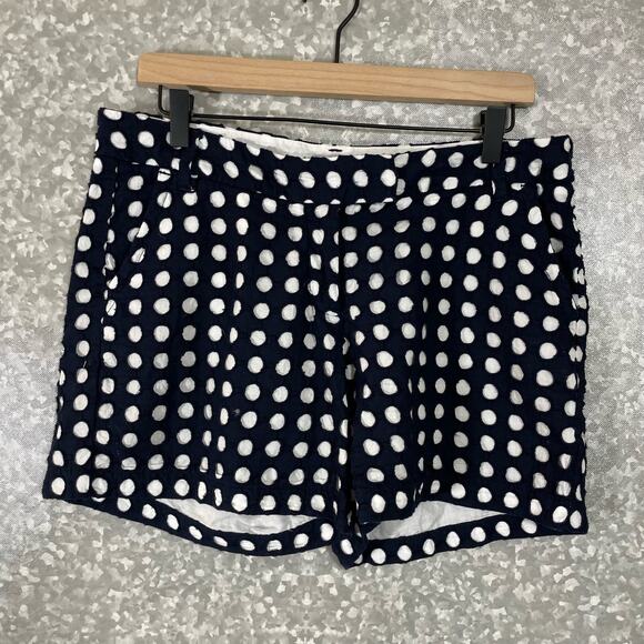 Crown & Ivy Navy Blue & White Embroidered Circles Shorts - Size 6 - 5" Inseam - Picture 1 of 7